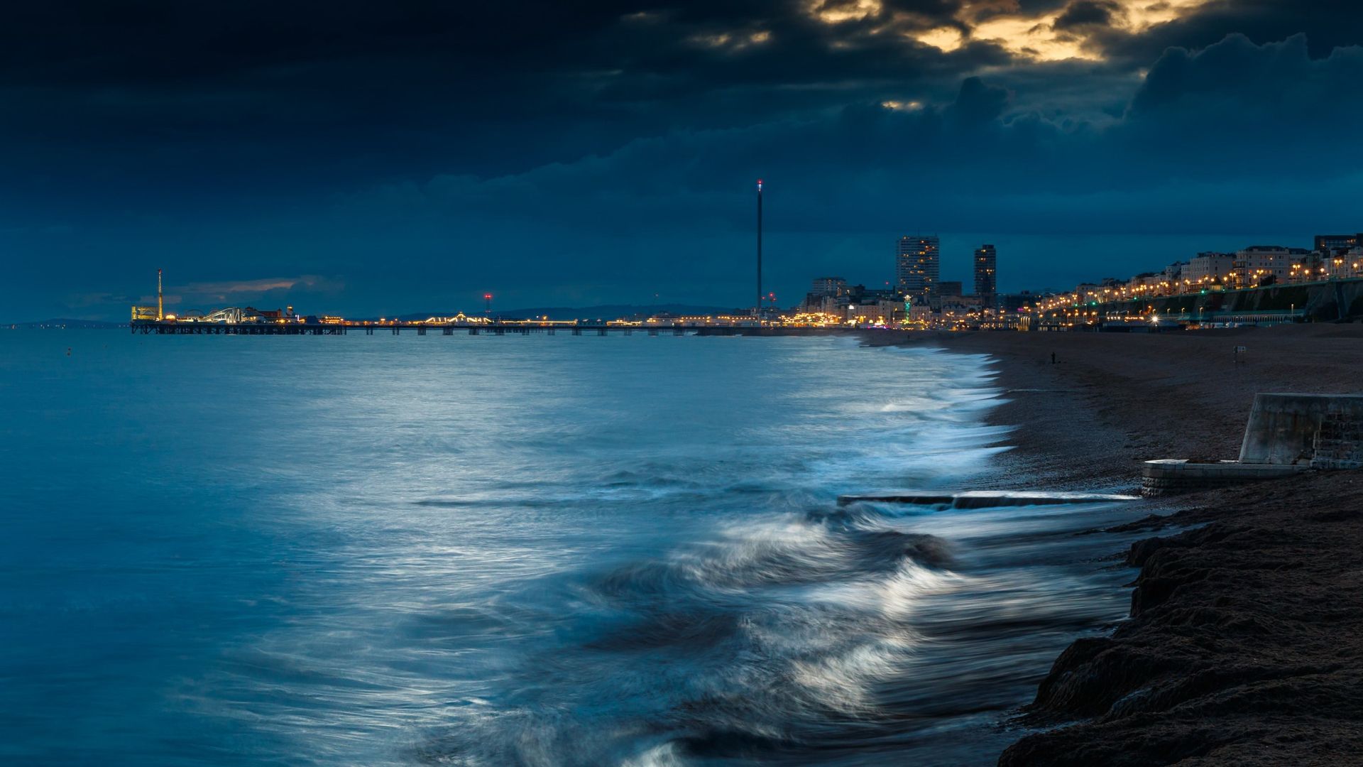 1920x1080 HD desktop wallpaper: Beach, City, Photography, England download free picture