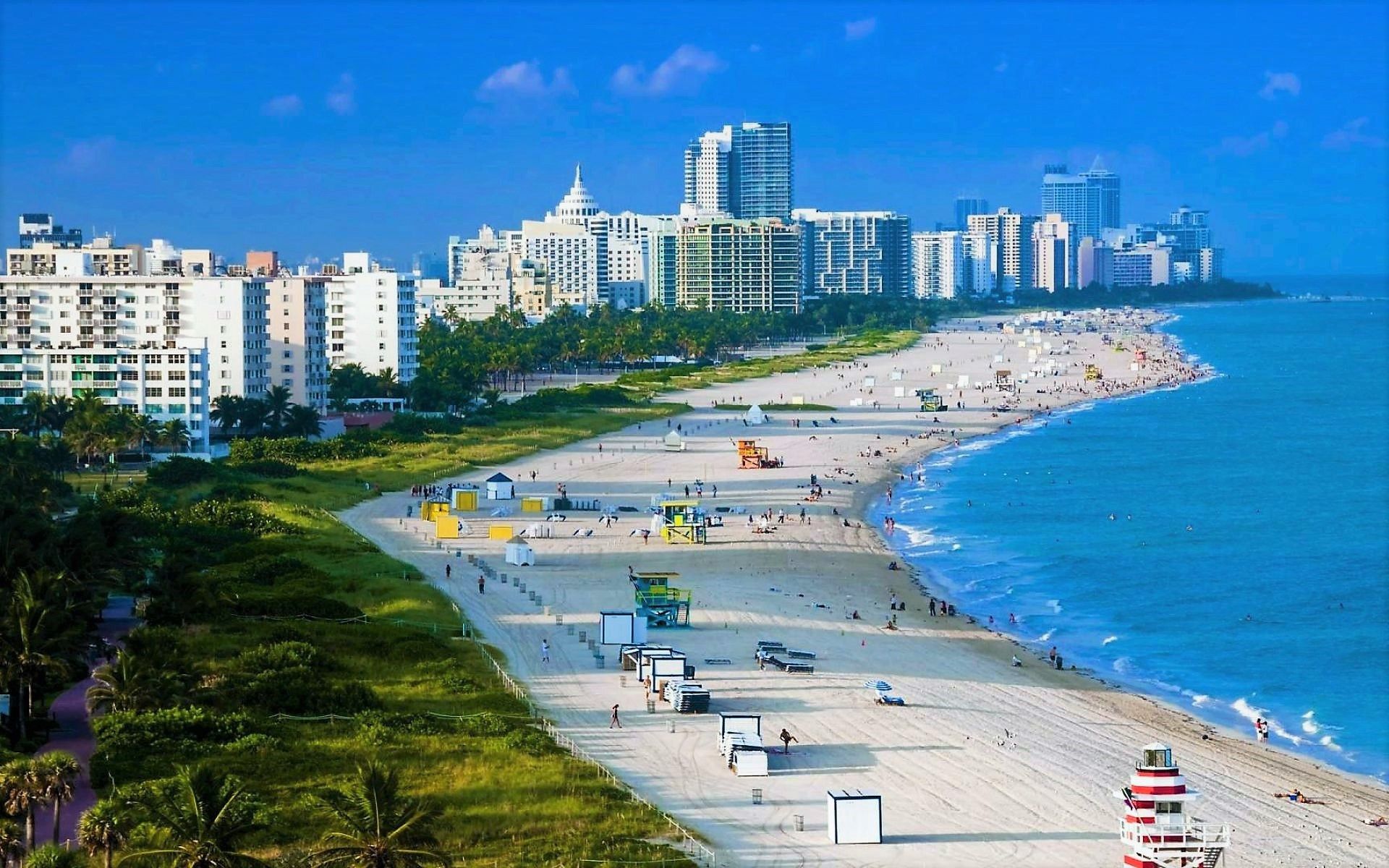 1920x1200 HD desktop wallpaper: Beach, City, House, Miami, Miami Beach, Man Made download free picture