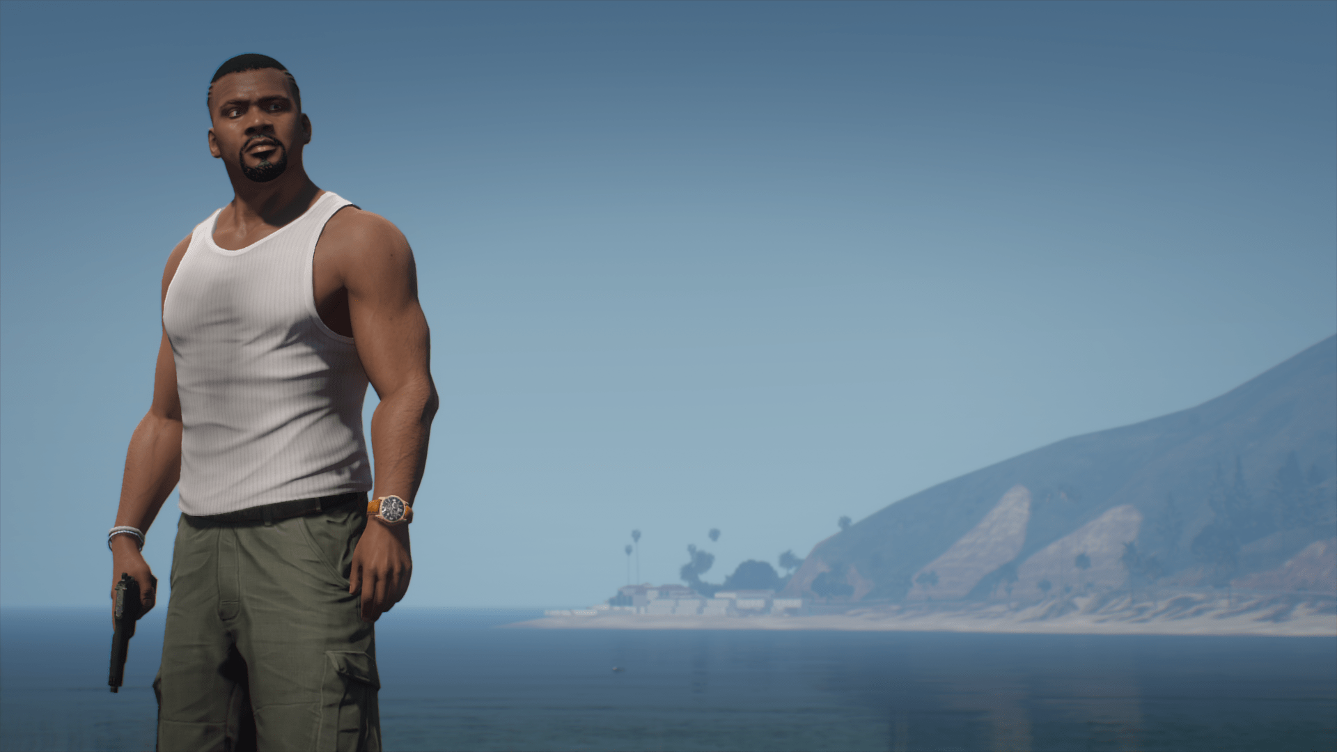 1920x1080 Franklin Clinton, video game man, Grand Theft Auto V, video games, PC gaming, NaturalVision Evolved, screen shotx1080 Wallpaper