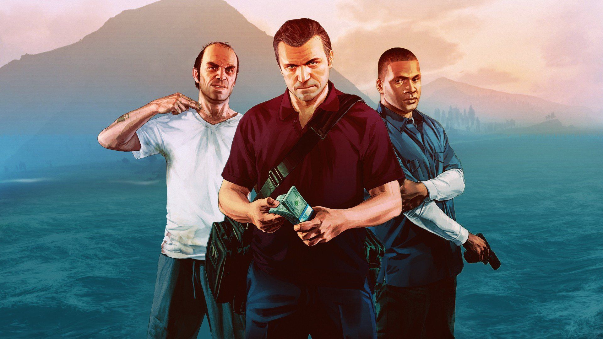 1920x1080 Free download Trevor Philips Franklin Clinton Michael De Santa Grand Theft [1920x1080] for your Desktop, Mobile & Tablet. Explore Michael De Santa Wallpaper. Santa Claus Background, Santa Wallpaper Background