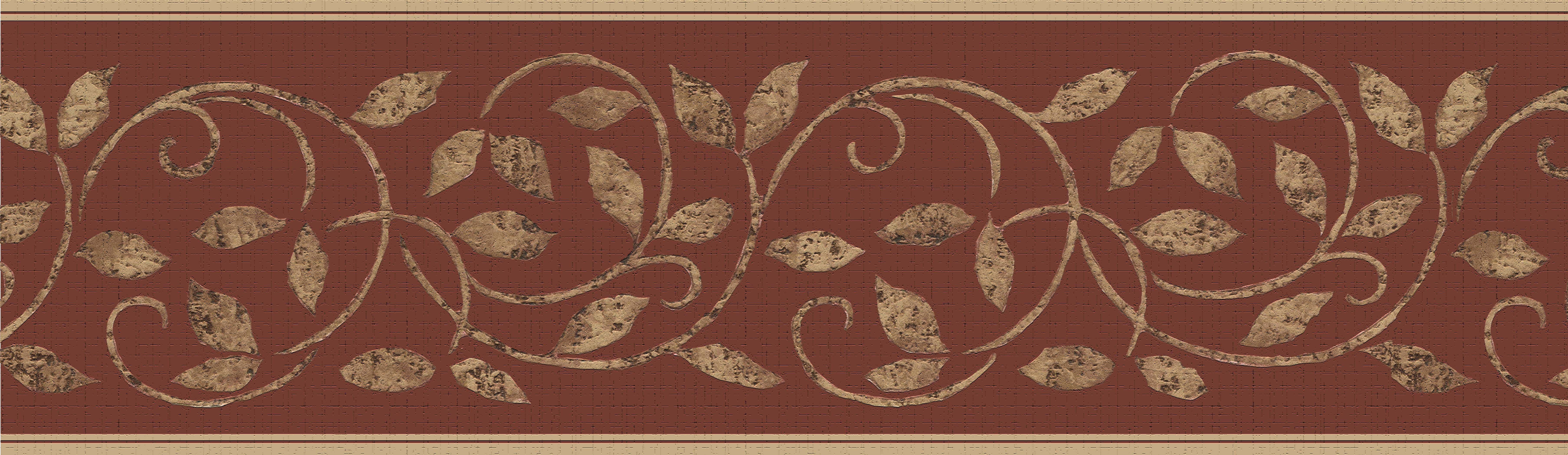 7226x2100 Dundee Deco's Peel and Stick Wallpaper Border Gold Maroon Vines Wall Border Retro Design, 15 ft x 7 in, Self Adhesive