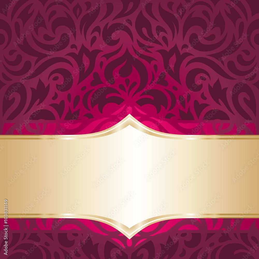 1000x999 floral red and gold luxury vintage decorative invitation wallpaper background design Stock Vector