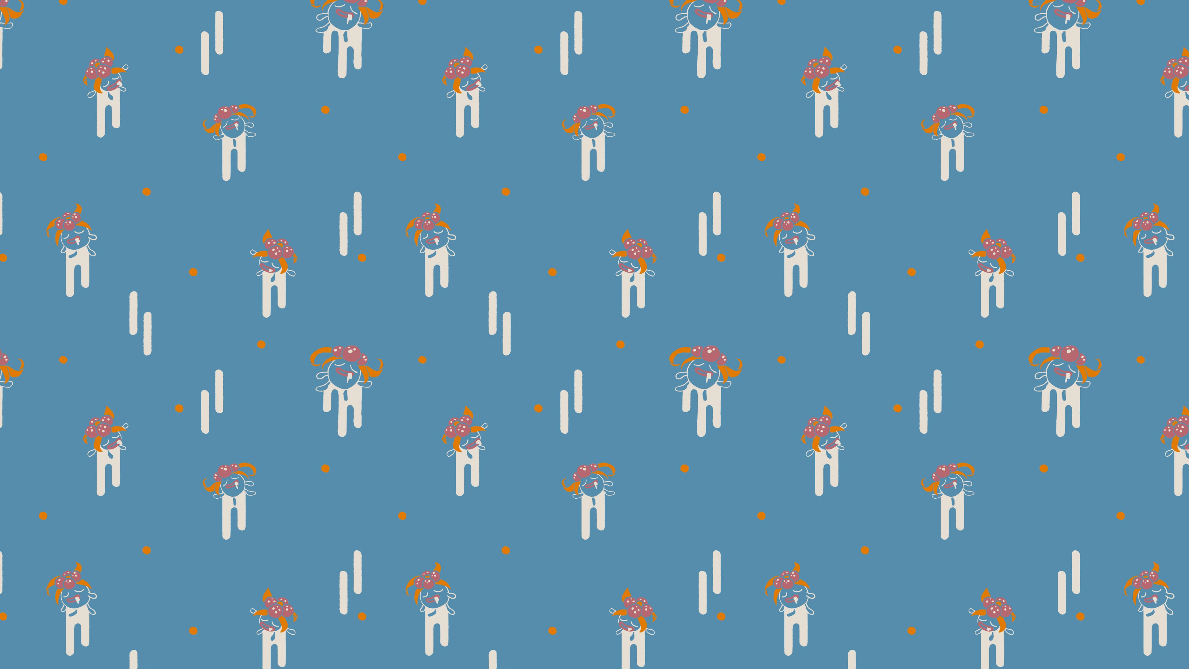 3840x2160 Pokemon Pattern Blue Background Simple Background Wallpaper:3840x2160