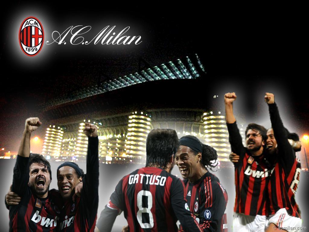 1024x768 Ronaldinho and Gattuso two great players of AC Milan