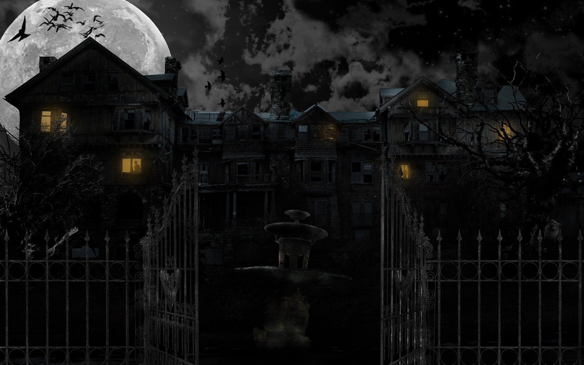 1920x1200 A dark bleak night wallpaper. Haunting, Haunted house, Haunted places