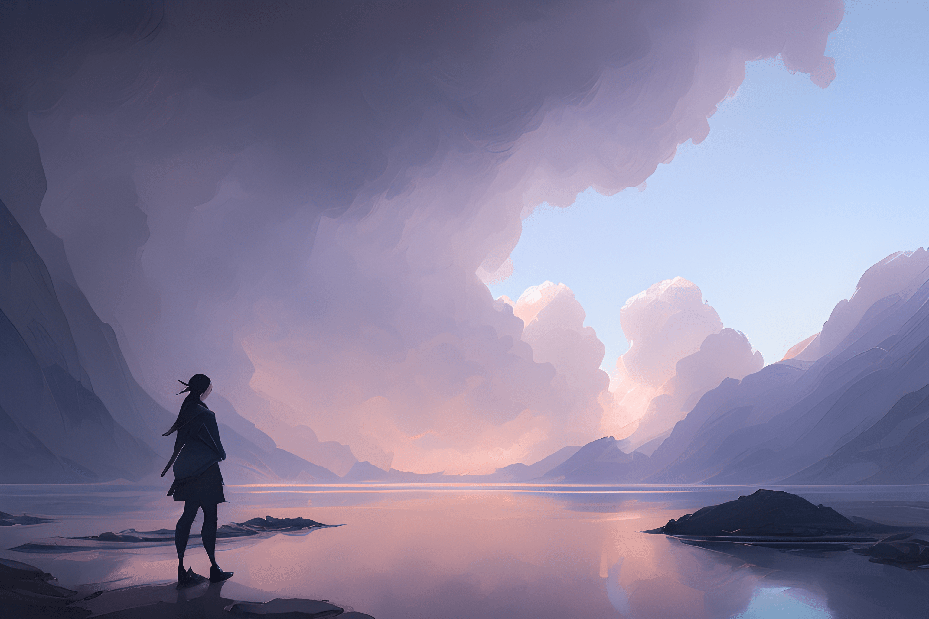 3072x2048 Another universe, the bleak image, an anime girl who is there