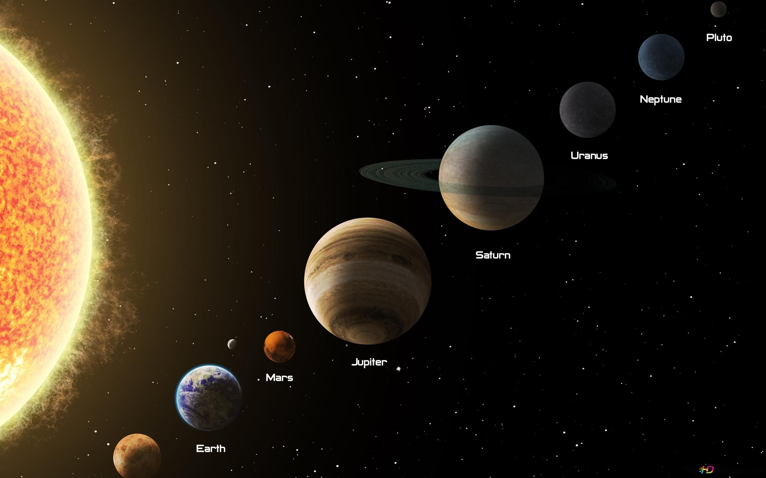 2560x1600 Solar system with seven planets 4K wallpaper download