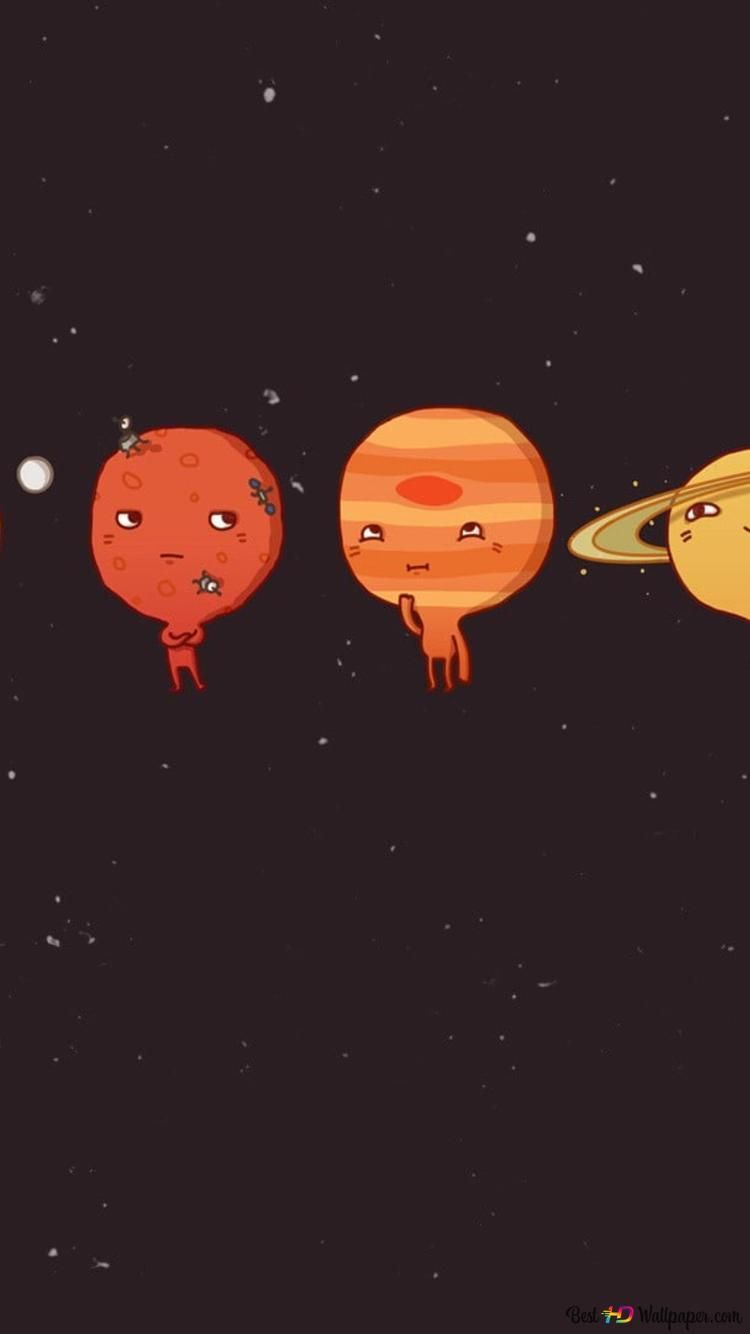 750x1334 Solar system cartoon clip art 2K wallpaper download