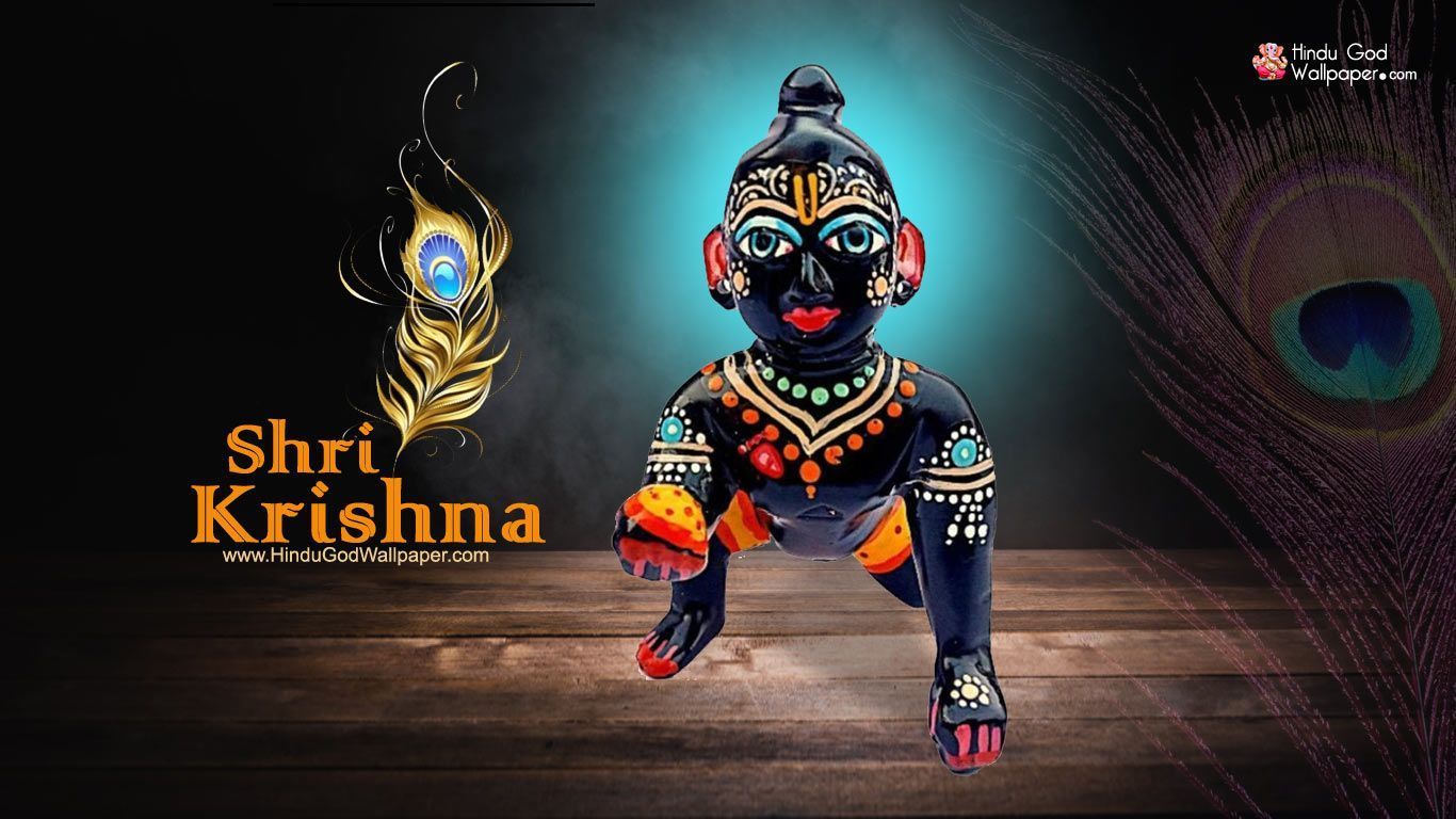 1366x768 Krishna Black Wallpaper