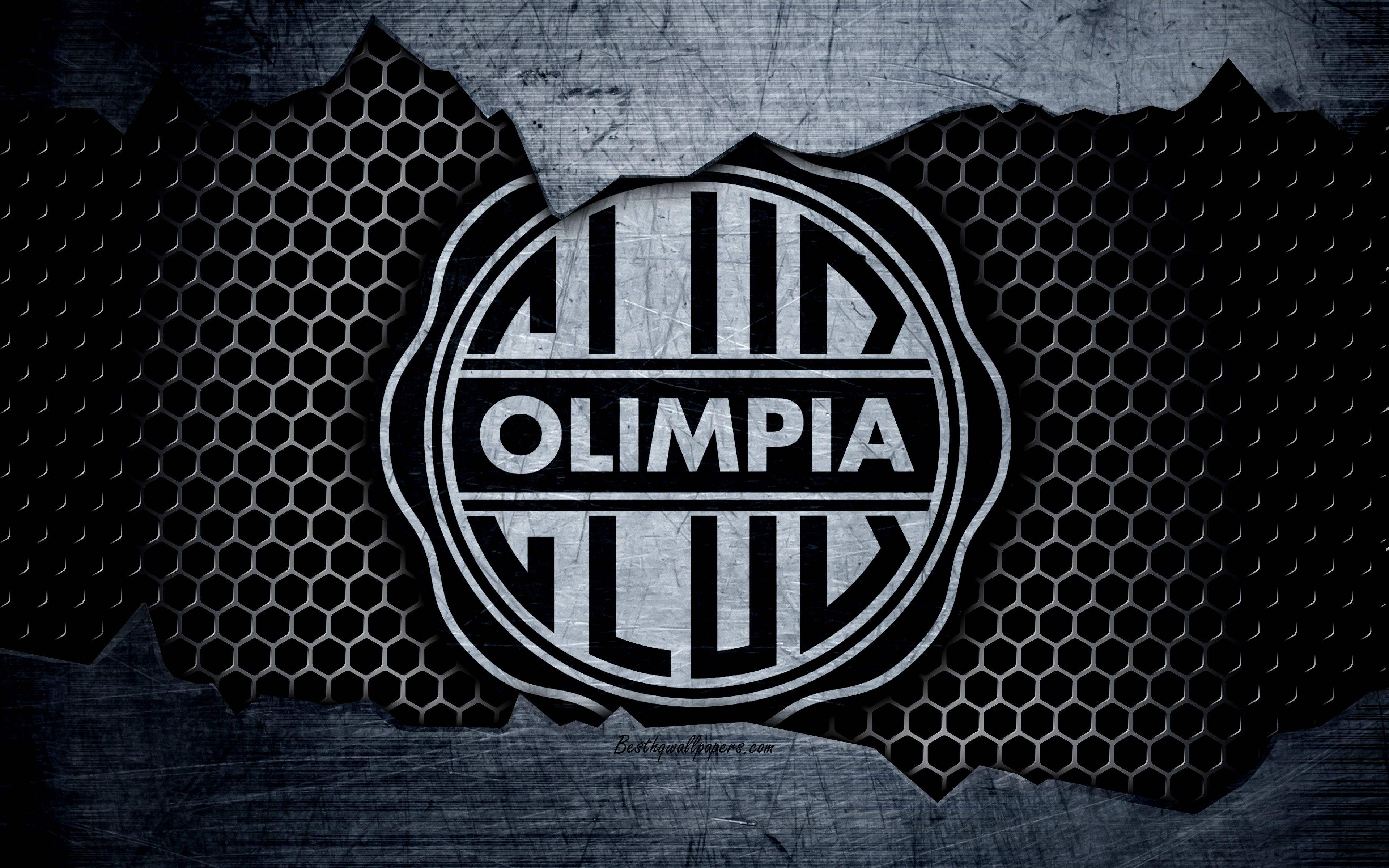 3840x2400 Download wallpaper Olimpia Asuncion, 4k, logo, Paraguayan Primera Division, soccer, football club, Paraguay, grunge, metal texture, Olimpia Asuncion FC for desktop with resolution 3840x2400. High Quality HD picture wallpaper