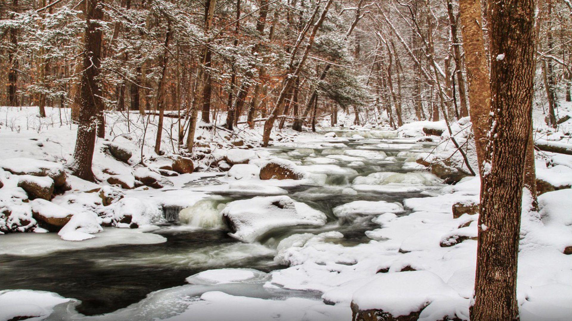 1920x1080 Winter Flow Snow Ice Cold Harriman State Park, Ny :