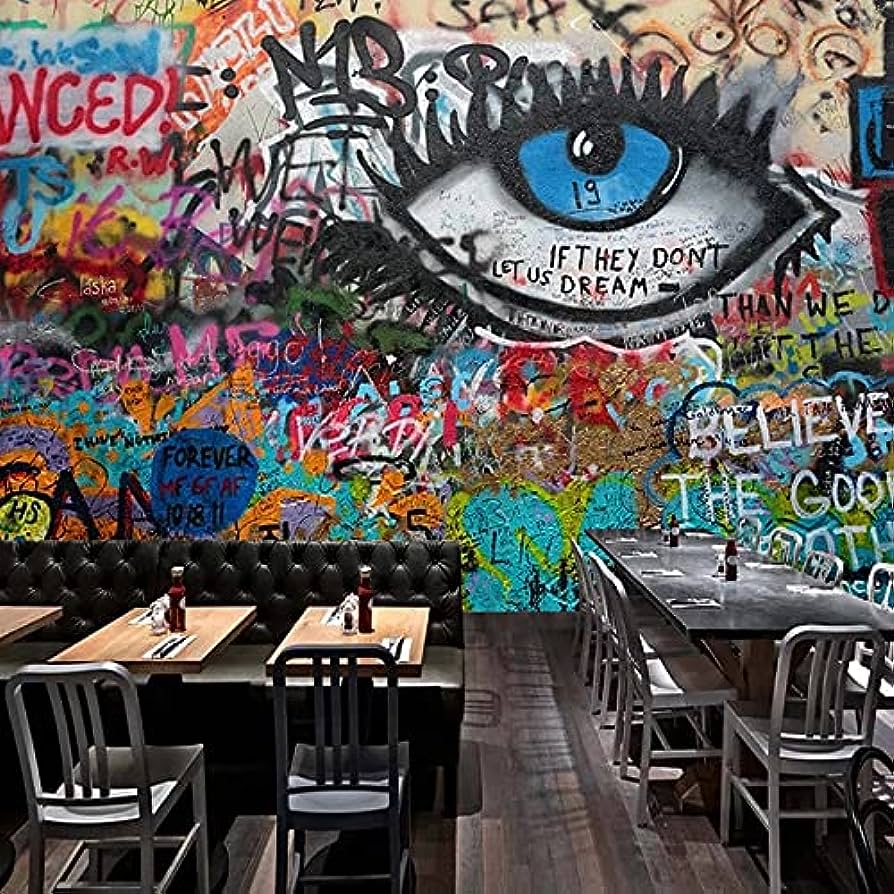 894x894 LEGVSHSR Custom 3D Mural Wallpaper Abstract Graffiti Eyes Art Wall Painting Bedroom Restaurant Bar Wall Decor Wallpaper for Living Room -400x280cm : Todo lo demás