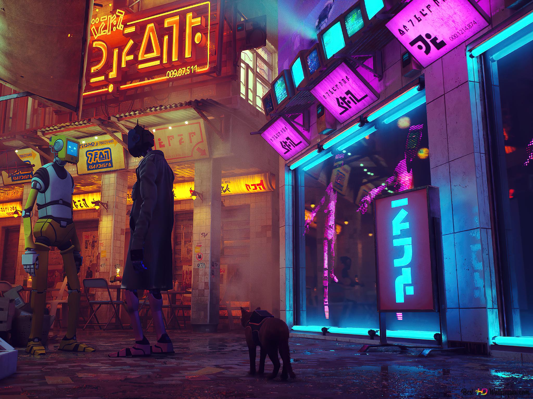 2048x1536 Mercado de ciencia ficción de juegos callejeros 4K descarga de fondo de pantalla