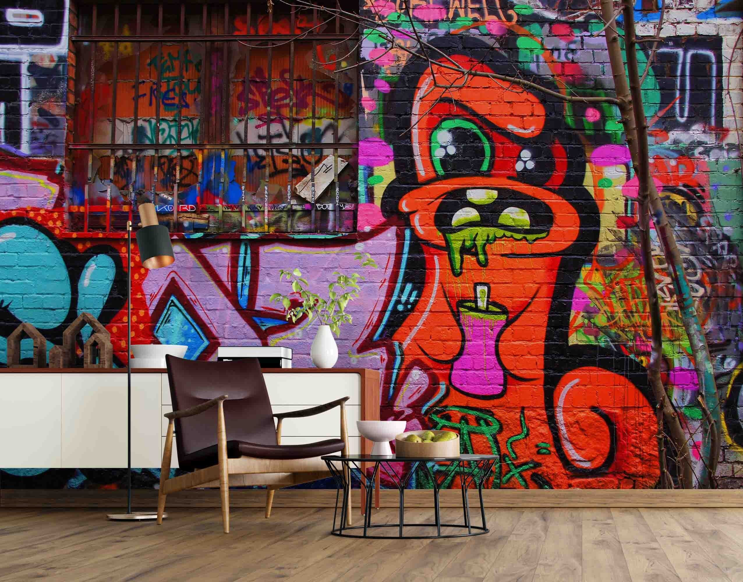 2552x2000 3D Graffiti Wall Art Colorful Wallpaper Game Room Wall