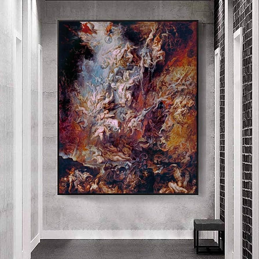 894x894 Wehoiweh Peter Paul Rubensthe Fall of The Damned Satanic Art Fallen Angel Painting Macabre Decor Hellish Satan Lucifer Devilish Demonic Art(50x70cm) 20 X28no Frame: Paintings