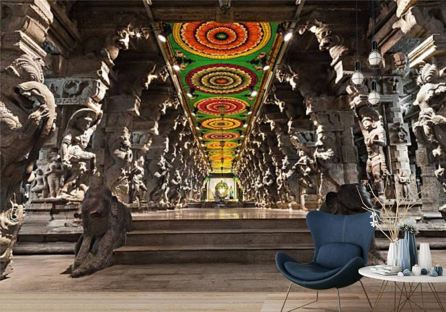 1500x1050 SIVRNMXOWTE Wallpaper Peel & Stick Inside Of Meenakshi Temple Large Wallpaper Remover Self Adhesive Wall Mural Sticker Poster Home Decor For Living Room Bedroom