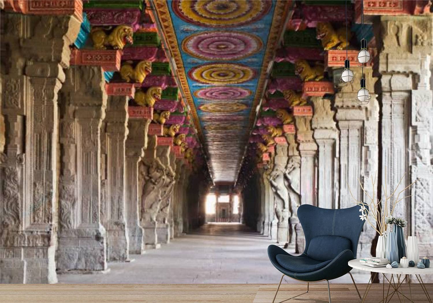 1500x1050 SIVRNMXOWTE Wallpaper Peel & Stick Inside Meenakshi Temple Large Wallpaper Remover Self Adhesive Wall Mural Sticker Poster Home Decor For Living Room Bedroom