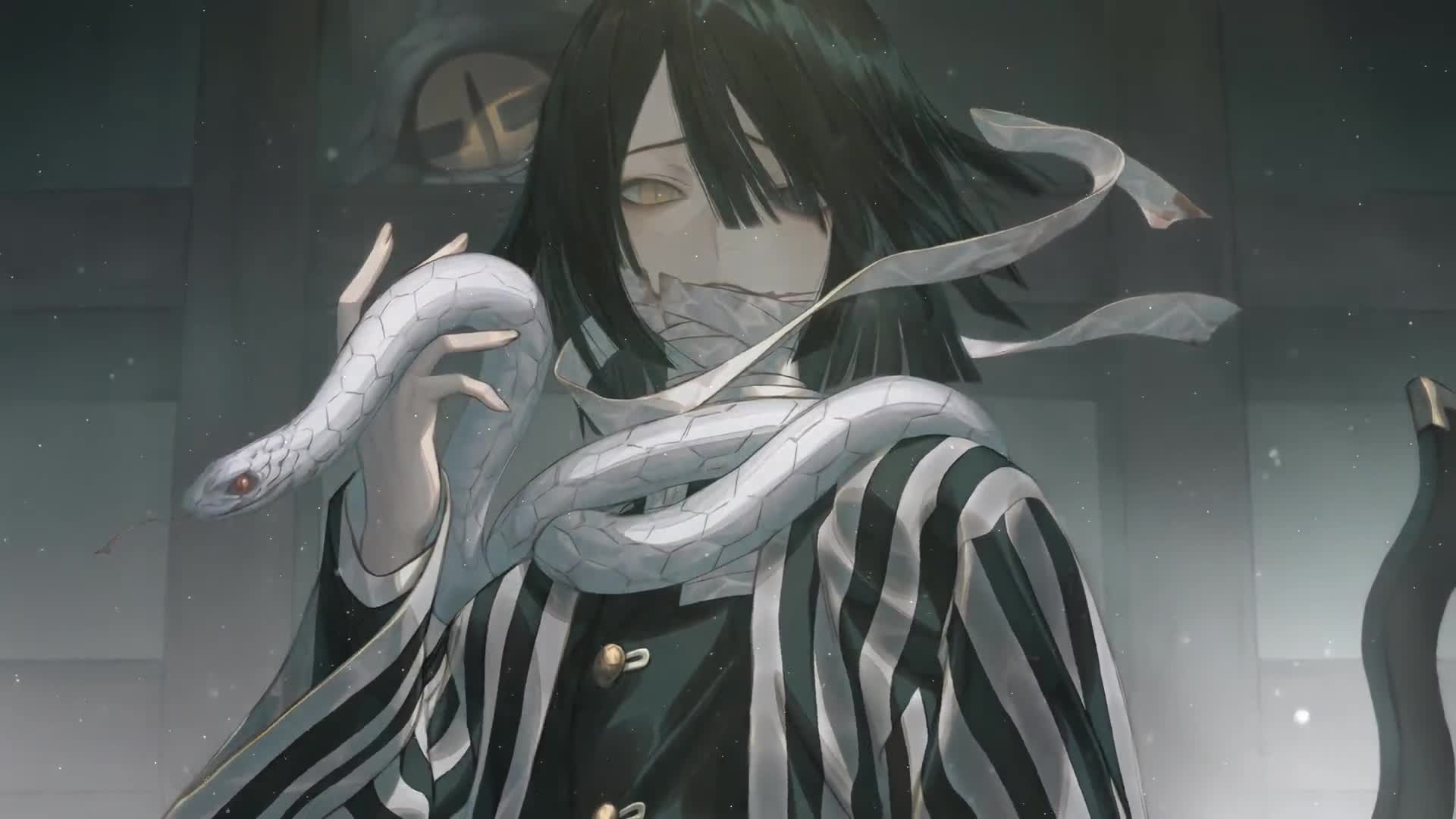 1920x1080 Obanai Iguro and White Snake. Kimetsu No Yaiba. Demon Slayer 4K Live Desktop Wallpaper