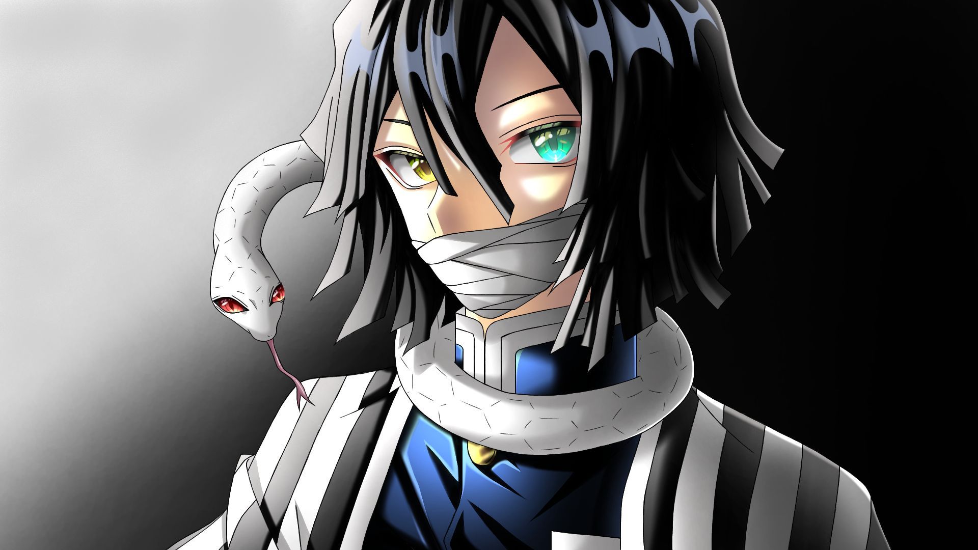 1920x1080 HD desktop wallpaper: Anime, Heterochromia, Demon Slayer: Kimetsu No Yaiba, Obanai Iguro download free picture