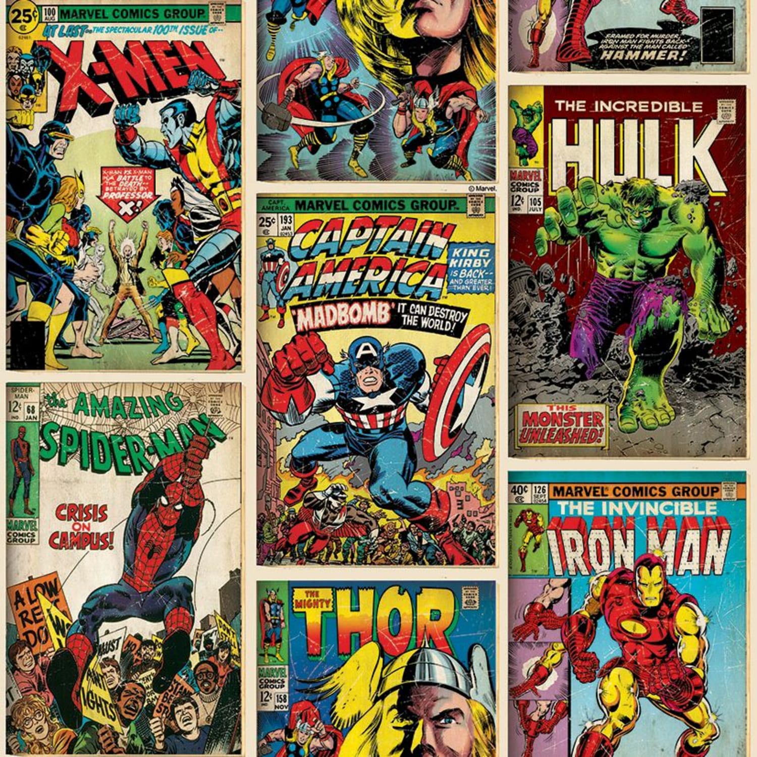 1500x1500 Marvel Action Heroes Comic Book Decorative Wallpaper. Wickes.co.uk