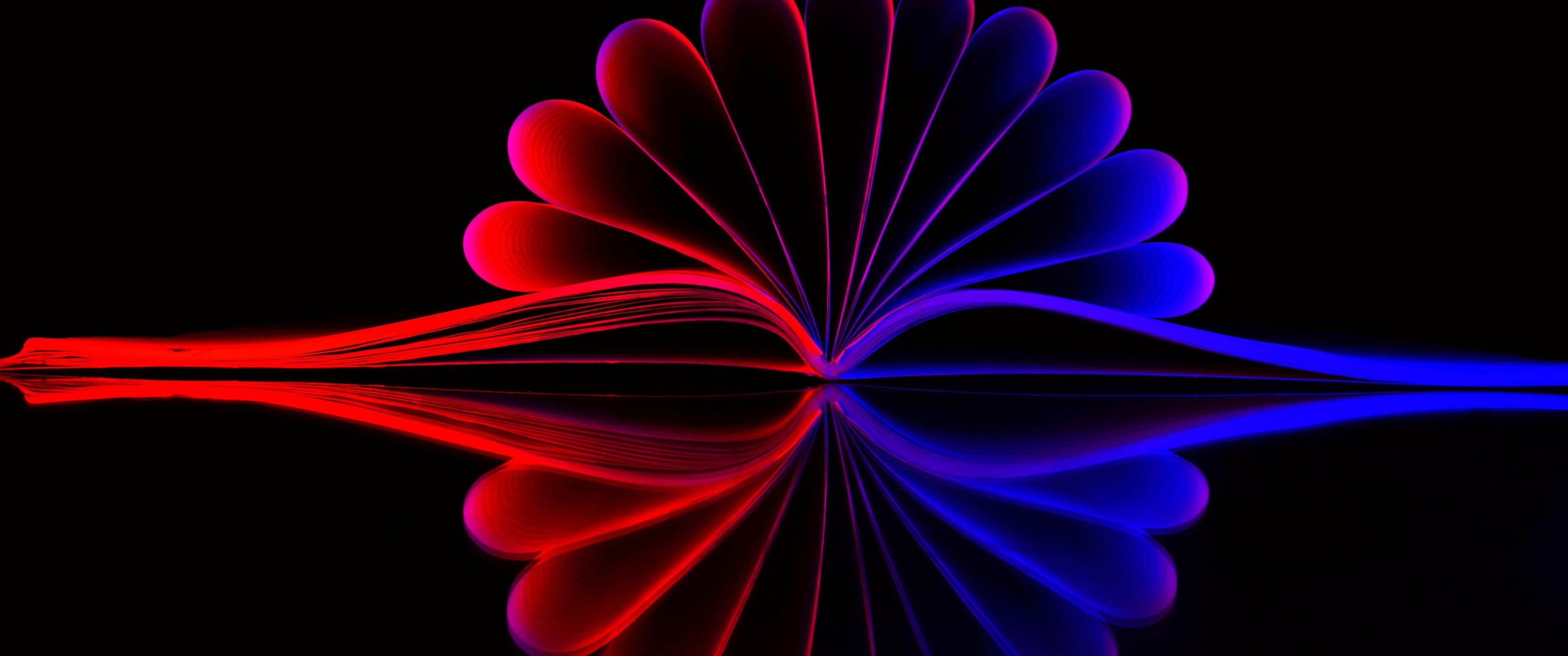 3440x1440 Open book Wallpaper 4K, Illustration, Reflection