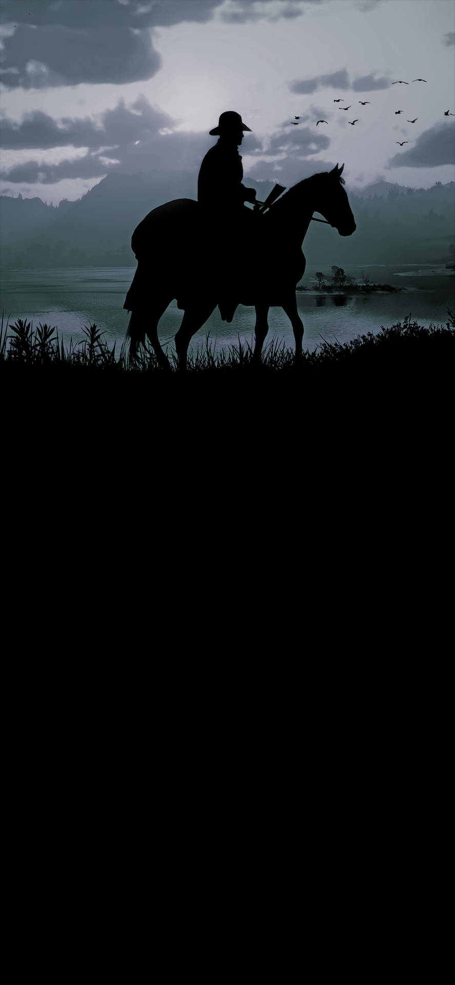 887x1920 Download Red Dead Redemption Ii Phone Silhouettes Wallpaper