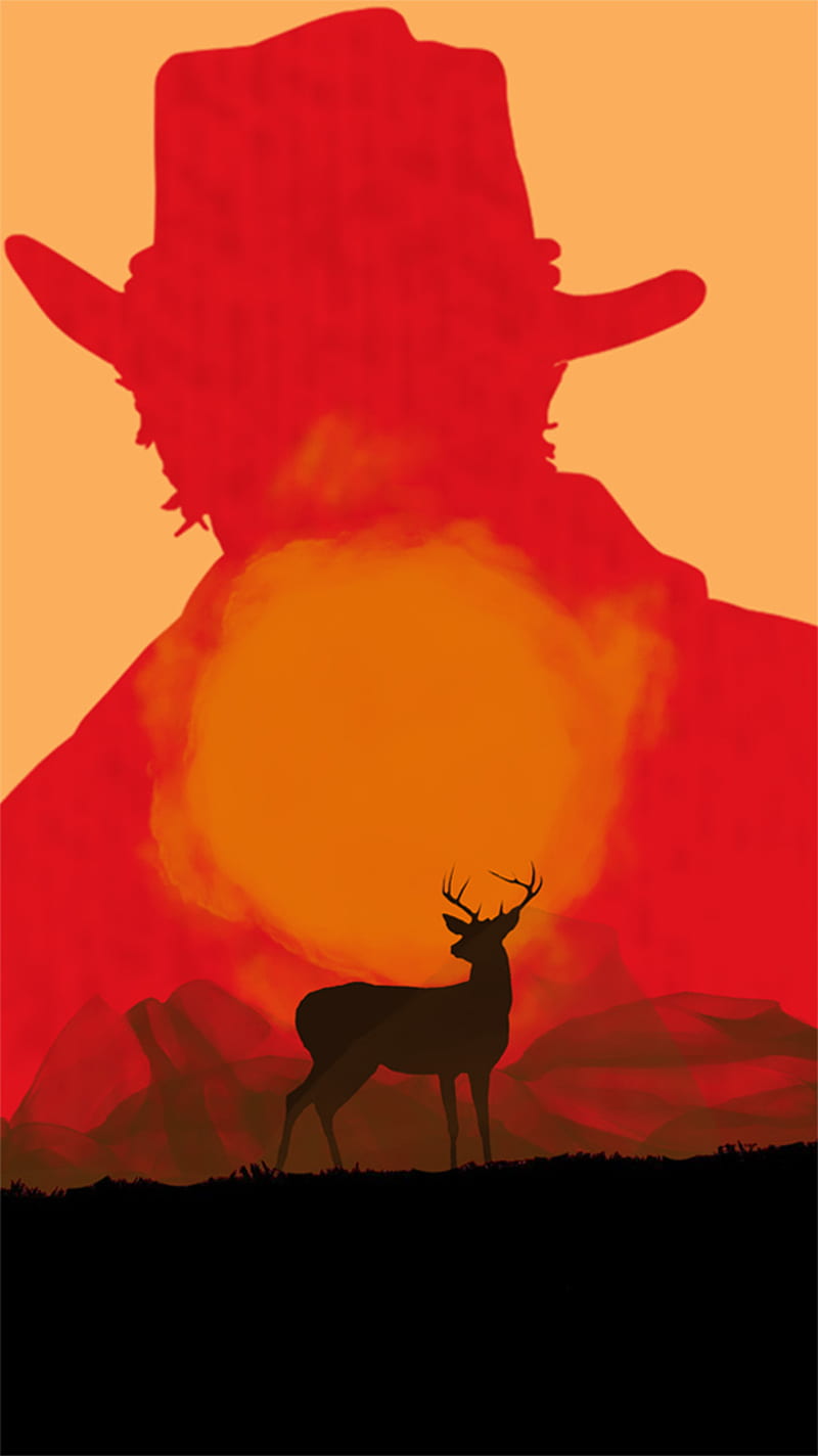 800x1424 Arthur Morgan sunset, arthur morgan, buck, deer, rdr red dead redemption, red dead redemption HD phone wallpaper