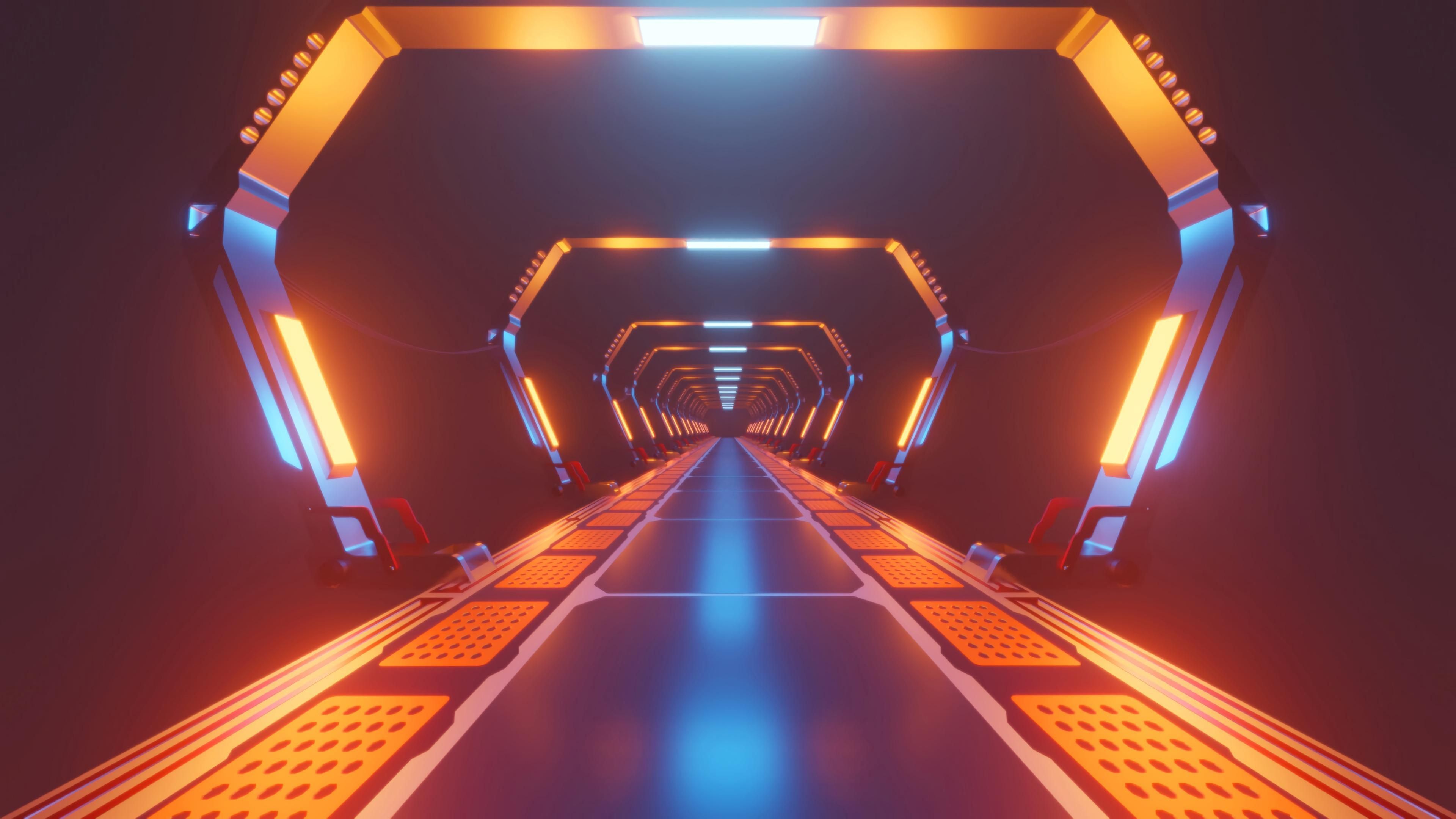 3840x2160 Neon Tunnel Wallpaper