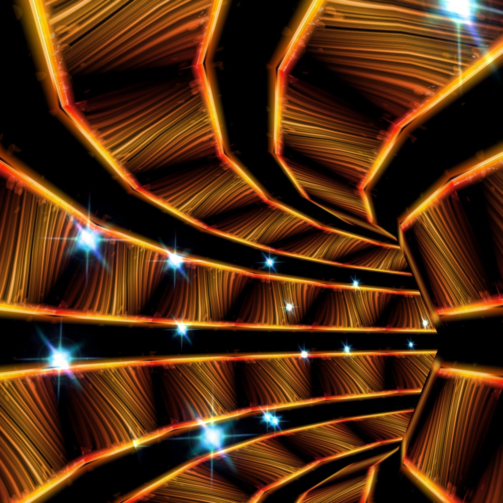 1920x1920 3D, tunnel, wallpaper, orange, neon