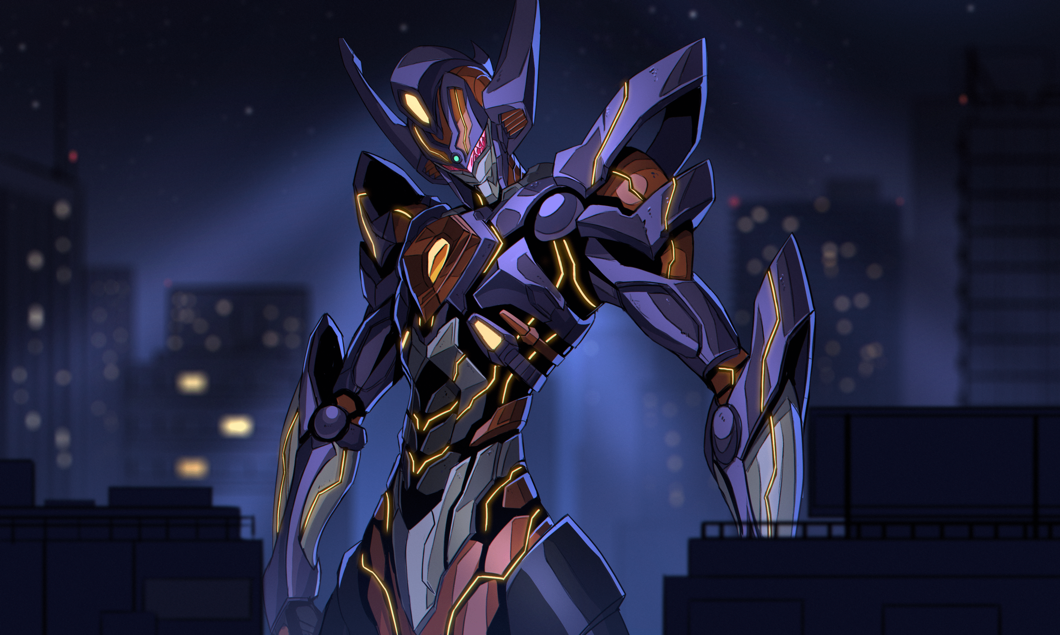 3438x2061 Gridknight SSSS Dynazenon SSSS GRiDMAN Anime Mech Super Robot Wars Artwork Digital Art Fan Art Wallpaper:3438x2061