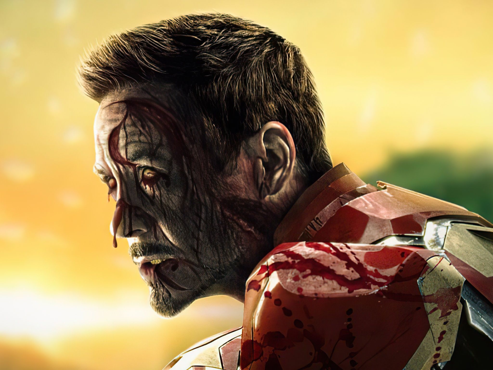 2048x1536 Wallpaper 4k Tony Stark X Zombie What If 4k Wallpaper