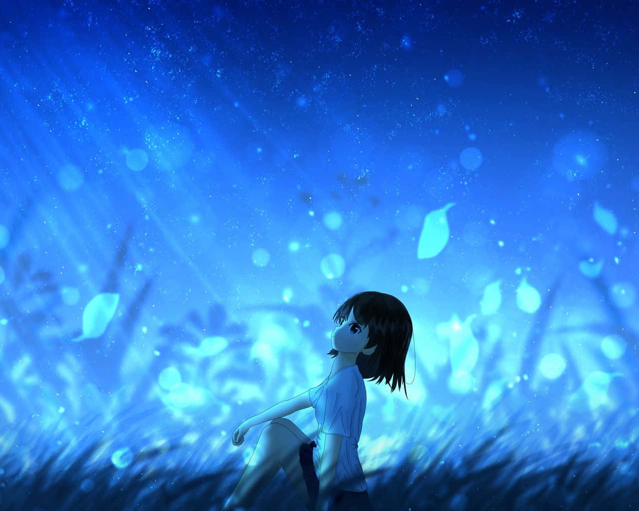 1280x1024 Download Animated Girl Profile Under The Night Light Wallpaper