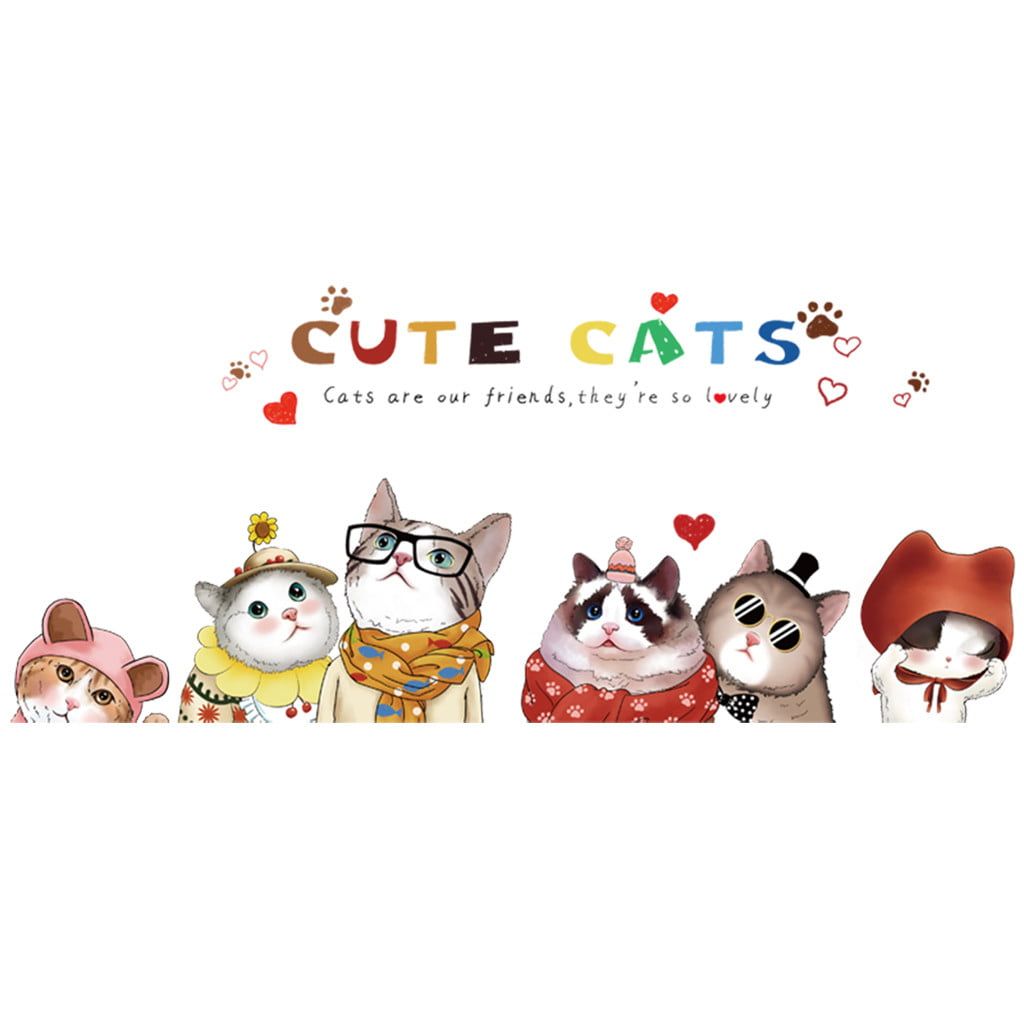 1024x1024 Love Stickers for Wall Study Cat Sticker Cartoon Background CUTE Bedroom Wall Sticker CATS Wall Wall Sticker 3D Flower Wall Decals for Bedroom Locker Stickers Removable Cute Locker Wallpaper for Girls