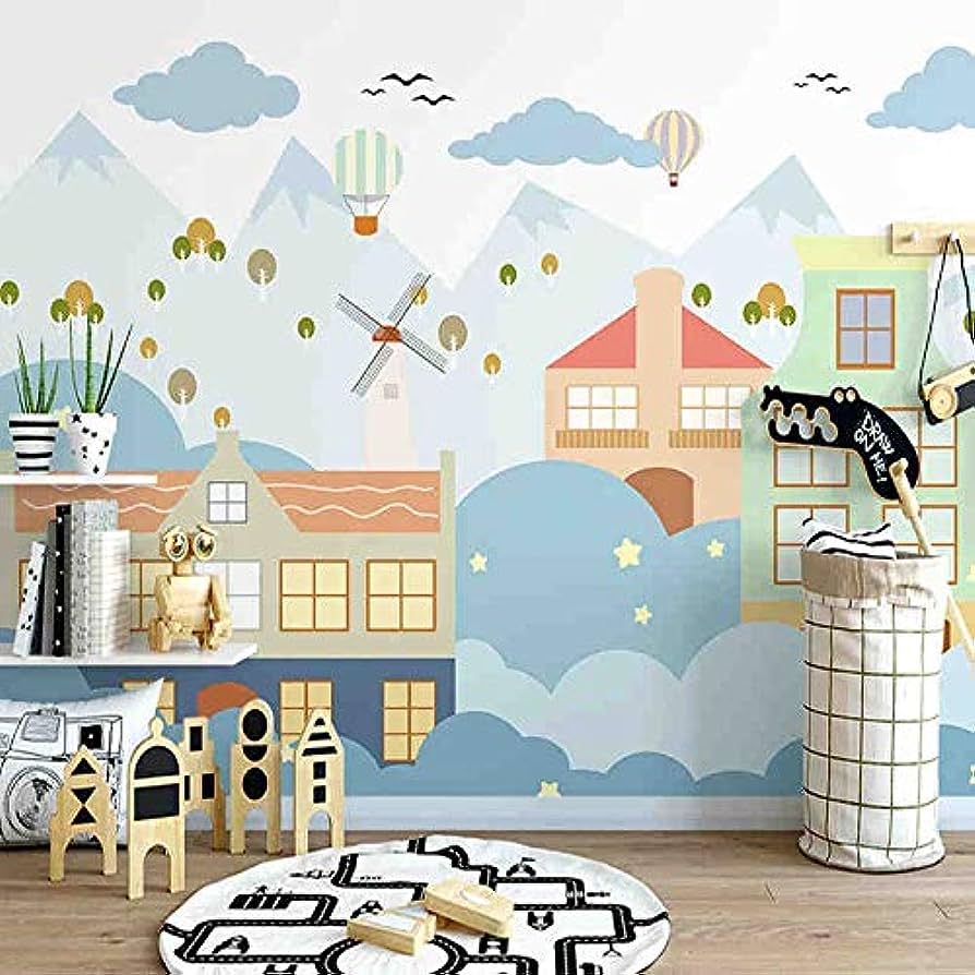 894x894 Children's Room Nordic Style Cartoon Small House Custom HD Photo 3D Wallpaper Family Mural Living Room Study Room TV Background 300X210Cm