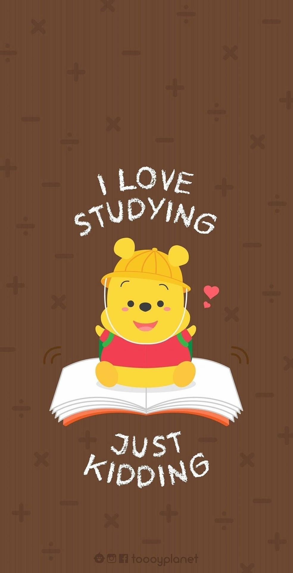 984x1920 Download Cute Winnie The Pooh iPhone Love Studying Kidding Wallpaper