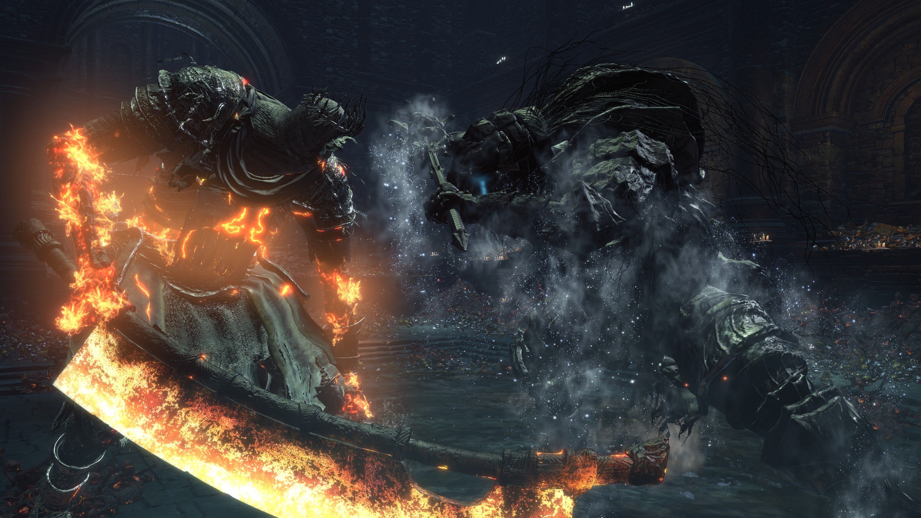 3840x2160 Vordt standing next to Yhorm
