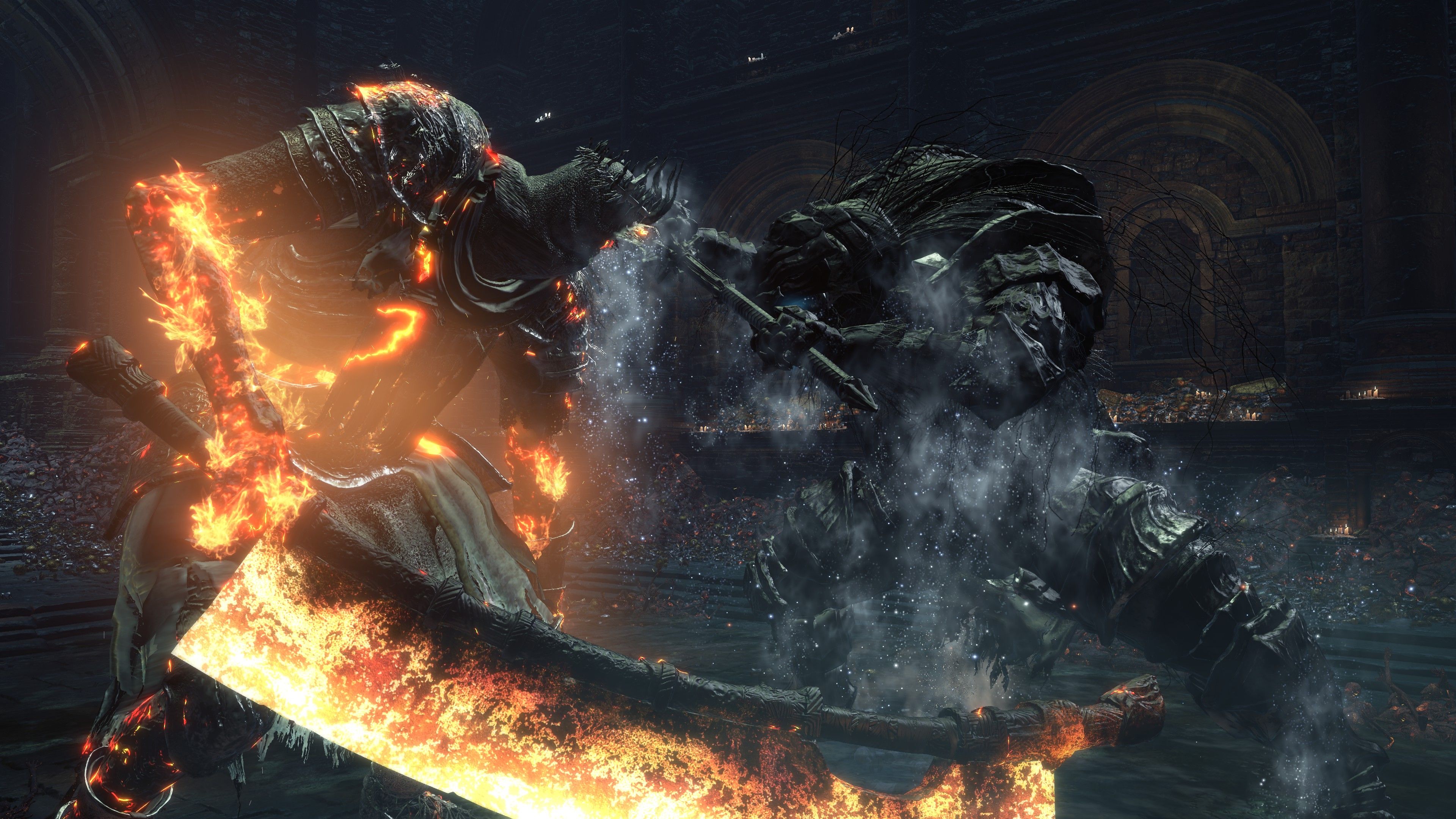 3840x2160 Vordt standing next to Yhorm