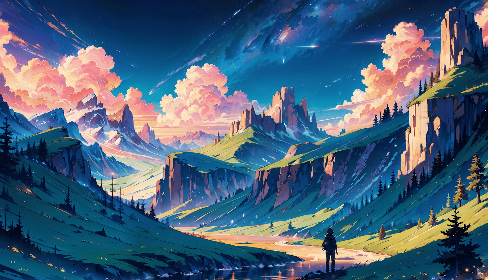 1952x1120 Anime Landscape HD Wallpaper and Background