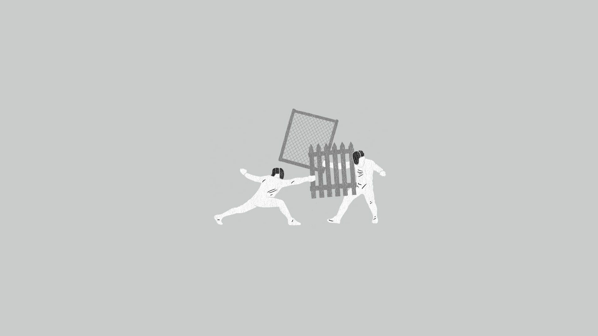 1920x1080 drawing, illustration, simple background, minimalism, humor, artwork, logo, brand, fencing sport, design, line, sketch, font, product Gallery HD Wallpaper