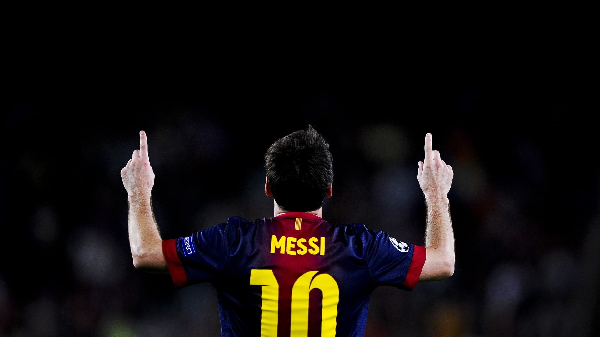 1920x1080 Selective focus photography of Lionel Messi facing back HD wallpaper