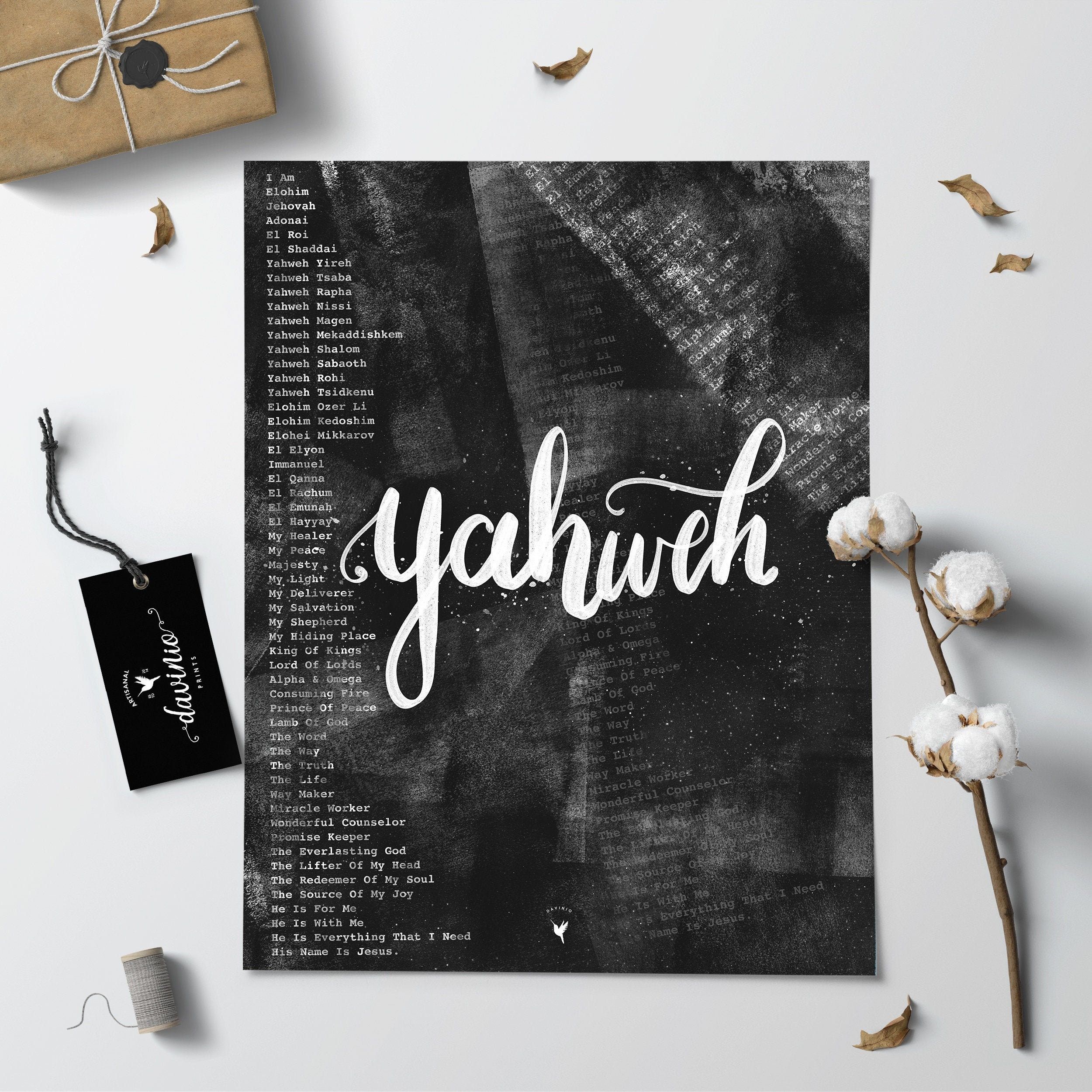 2500x2500 HAND LETTERED Yahweh Giclée Art Print Names Of God The Great
