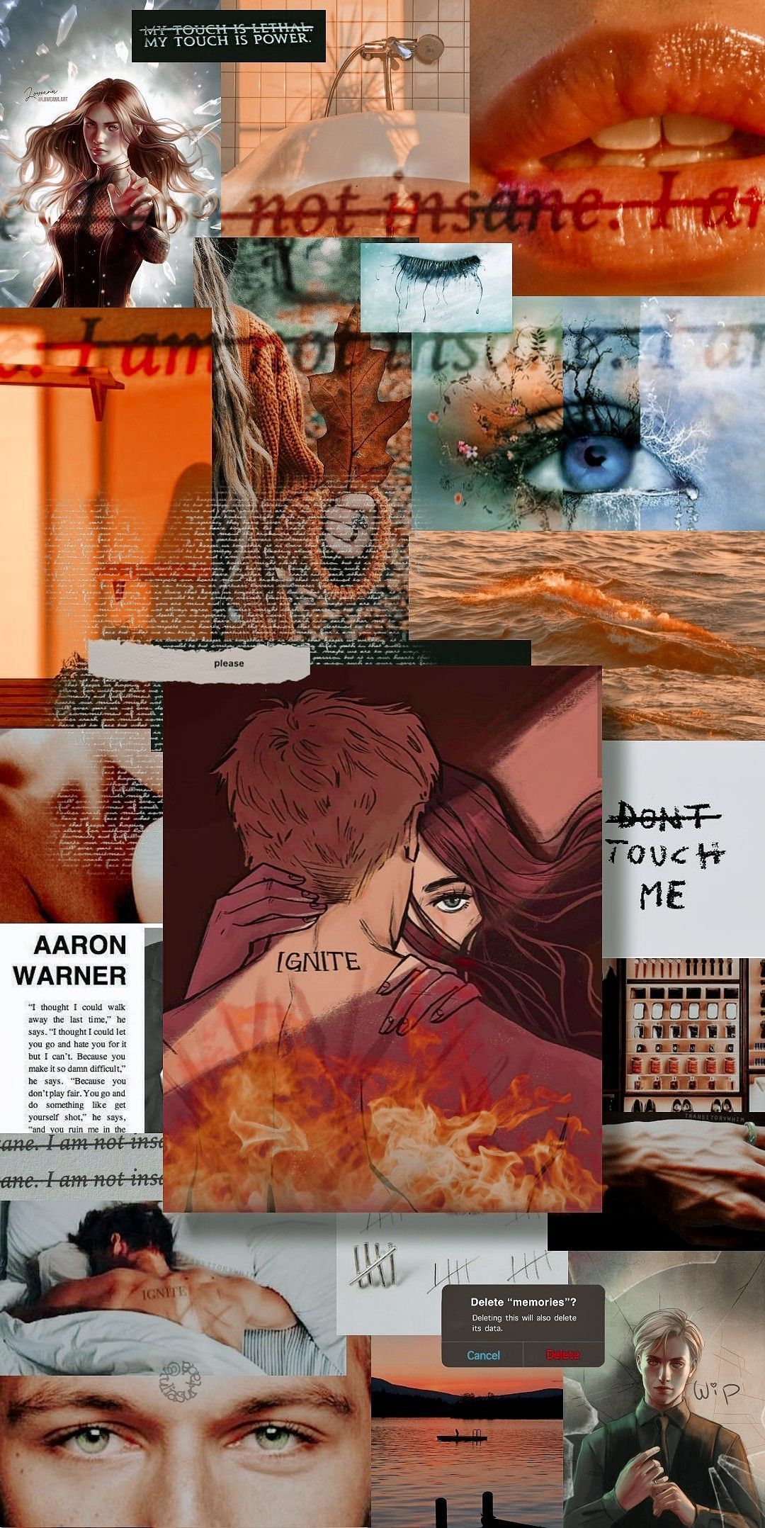 1080x2156 Shatter me juliette and Warner wallpaper. Papel de parede de livro, Personagens de livros, Quadros de series