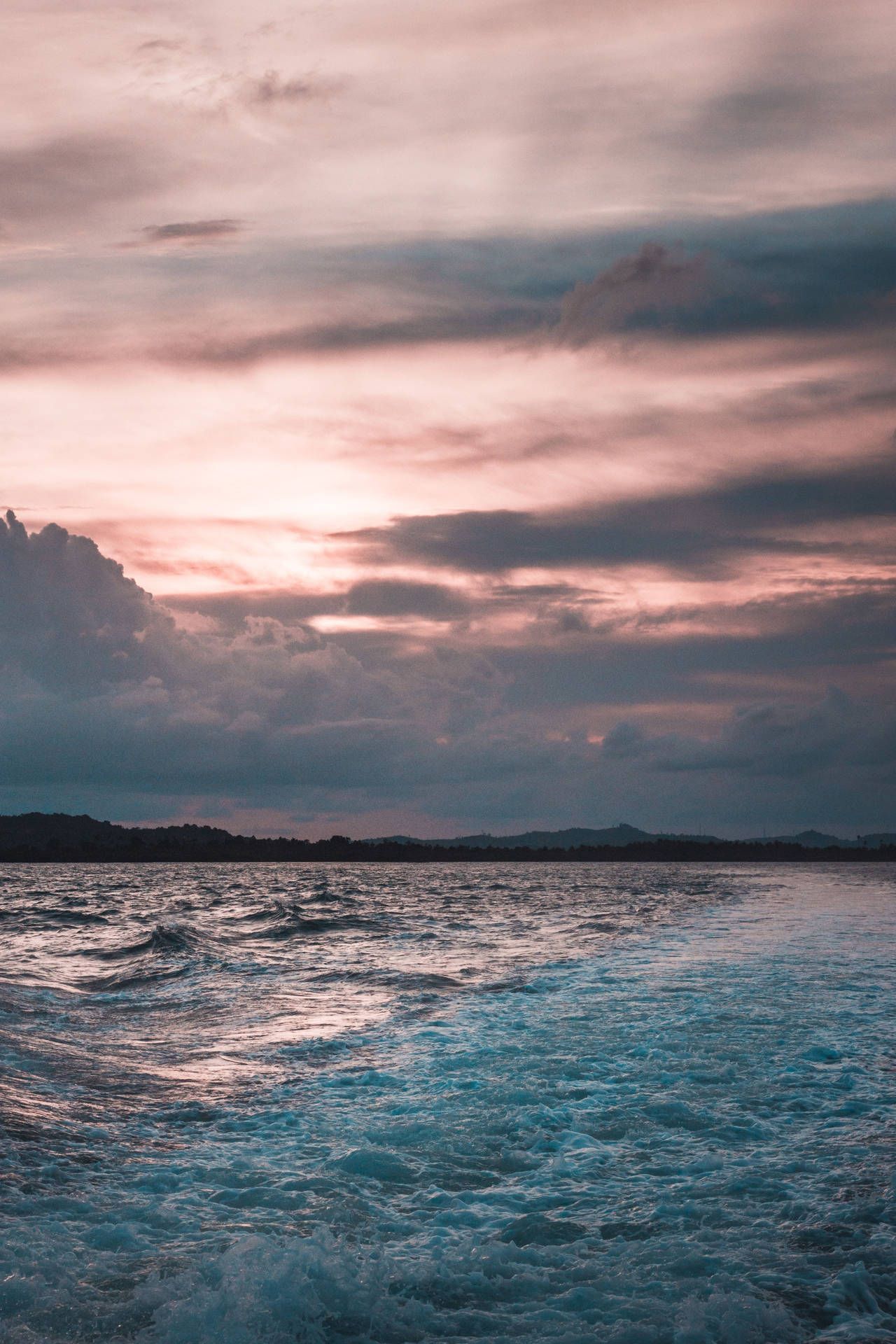 1280x1920 Download Cloudy Sky Beach Wave iPhone Wallpaper