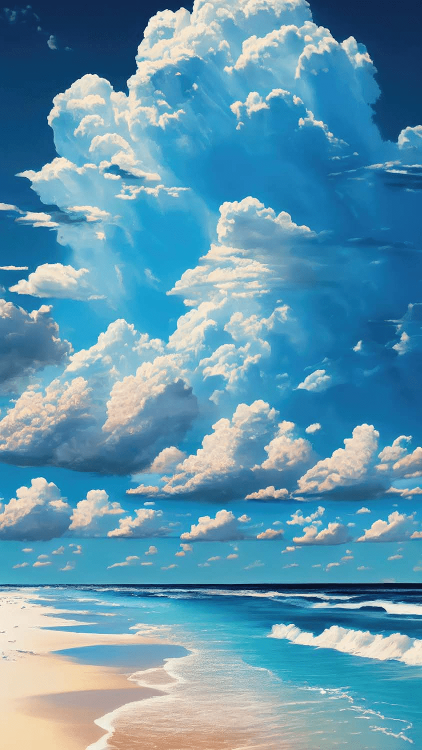844x1500 Cloudy Beach Wallpaper Download
