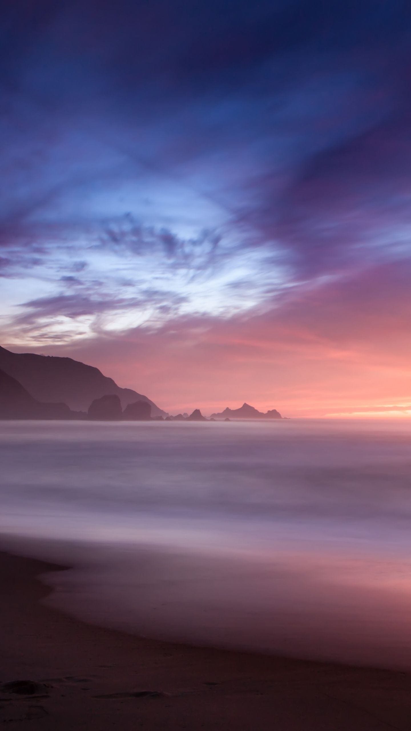 1440x2560 Beach Wallpaper 4K, Horizon, Sunset, Cloudy Sky