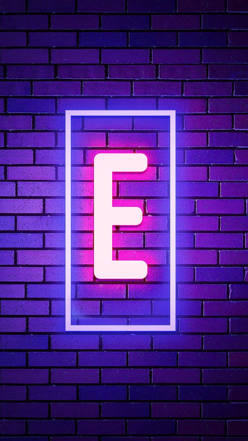 800x1422 Download Letter E Neon Light Wallpaper