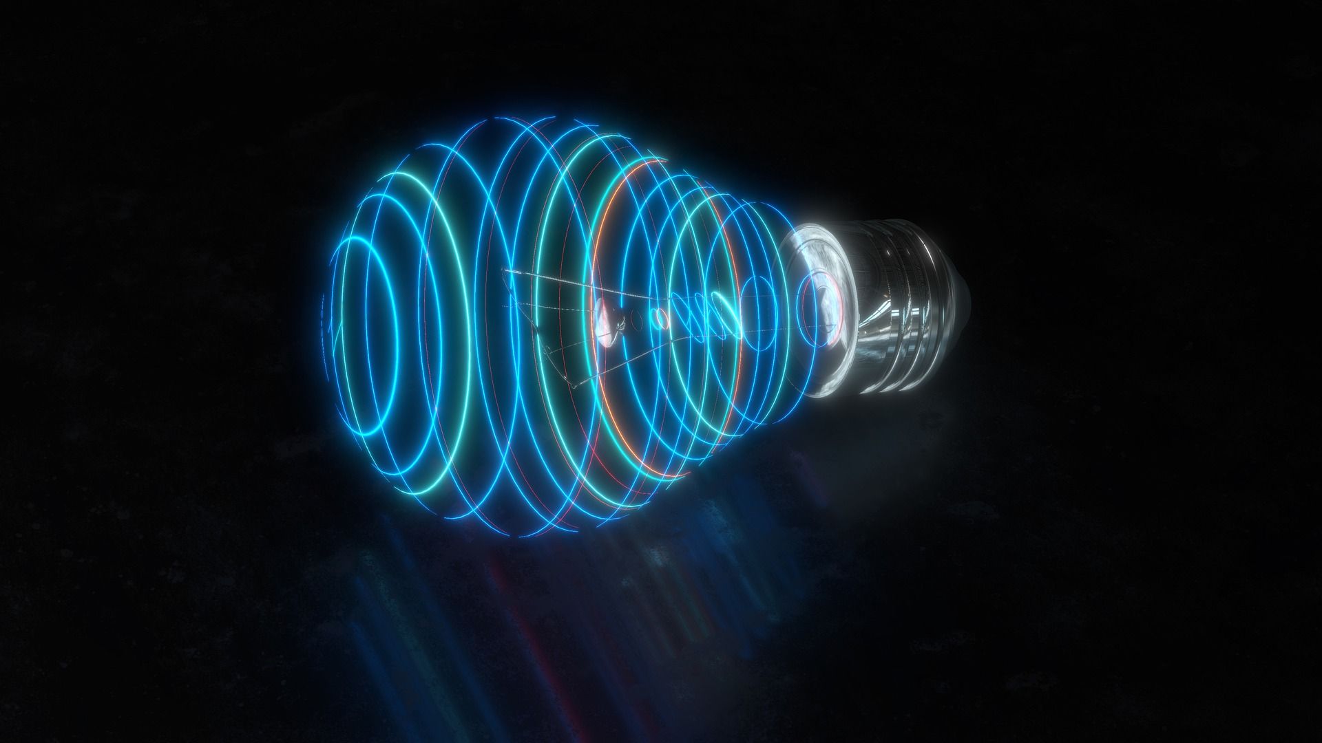 1920x1080 Blue Neon Light Bulb