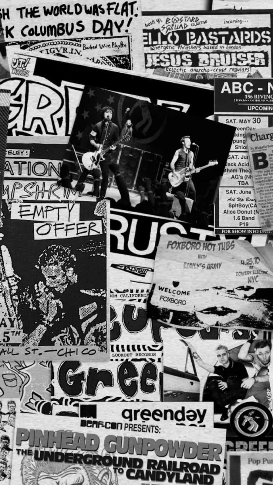 900x1601 Download Newspaper Clippings Of Punk Rock Bands Wallpaper