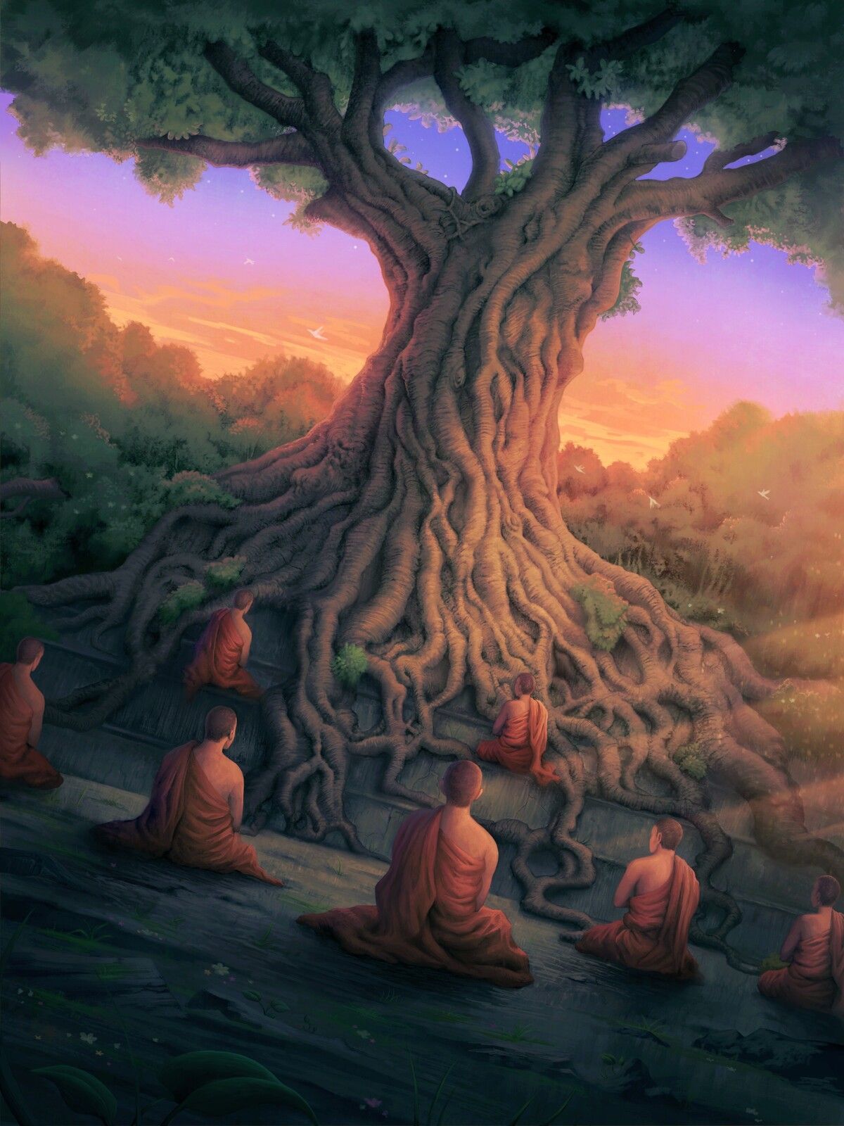 1200x1600 Bodhi tree meditation, Envak Enkaqti. Bodhi tree art, Bodhi tree, Bodhi