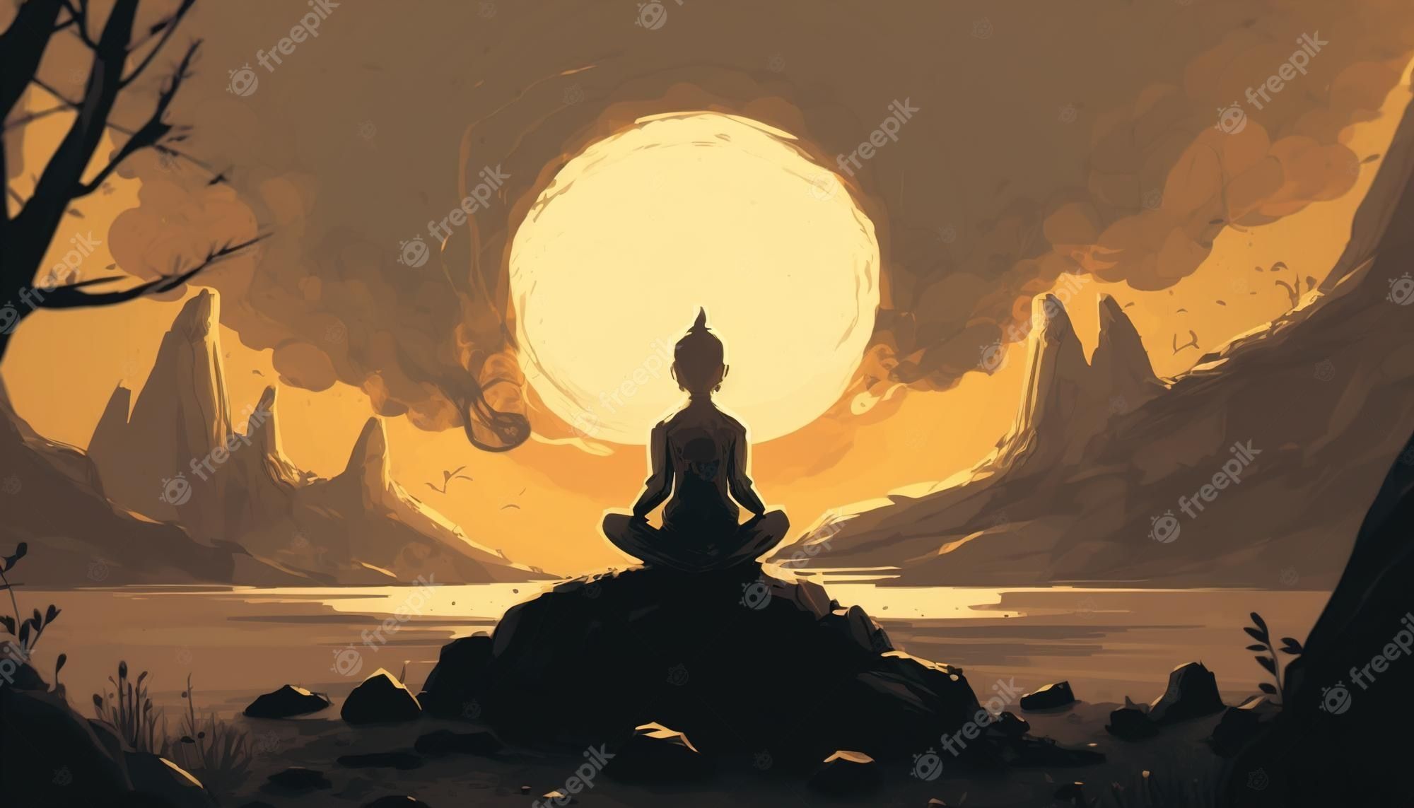 2000x1143 Meditation Buddha Wallpaper Image